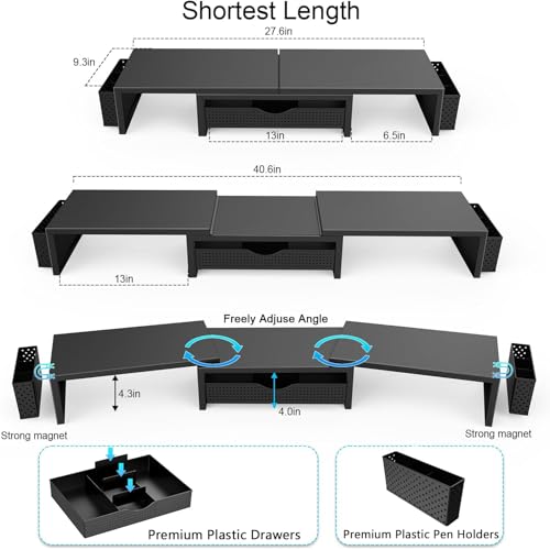 gianotter Dual Monitor Stand Riser, Desk Organizer With Drawer Set
