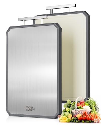 Classic SNOWCLAD Stainless Steel Cutting Board,Double Sided Steel Bread Boards Collection