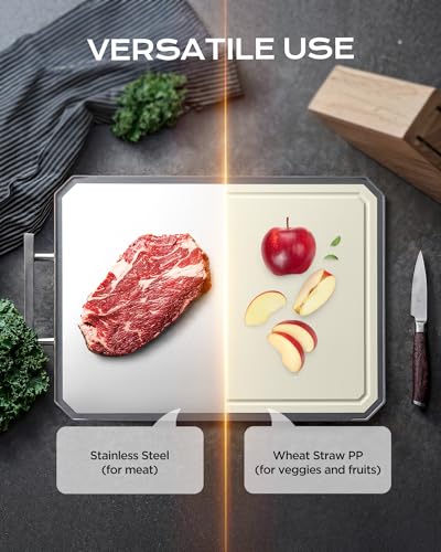 Classic SNOWCLAD Stainless Steel Cutting Board,Double Sided Steel Bread Boards Collection