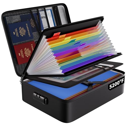 ENGPOW Fireproof File Organizer Bag with 13 Colorful Pockets Essentials