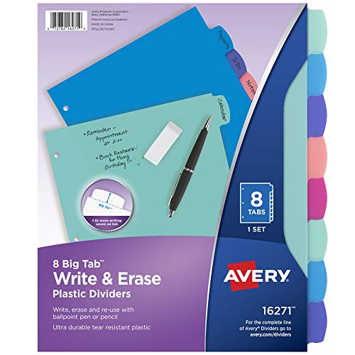 Classic Avery Write & Erase Dividers for 3 Ring Binders, Set
